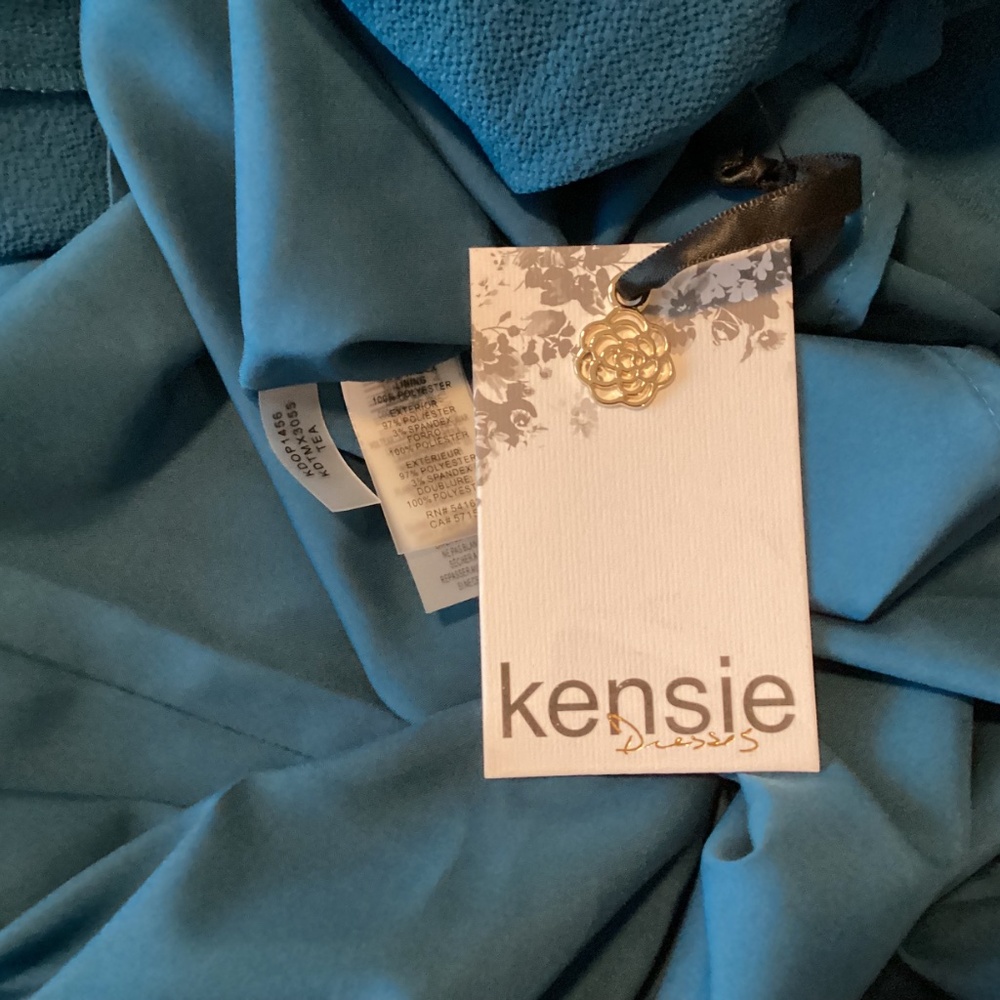 Kensie Pebble Puff Sleeve Crepe Faux Wrap Dress, size 4 - Picture 16 of 16